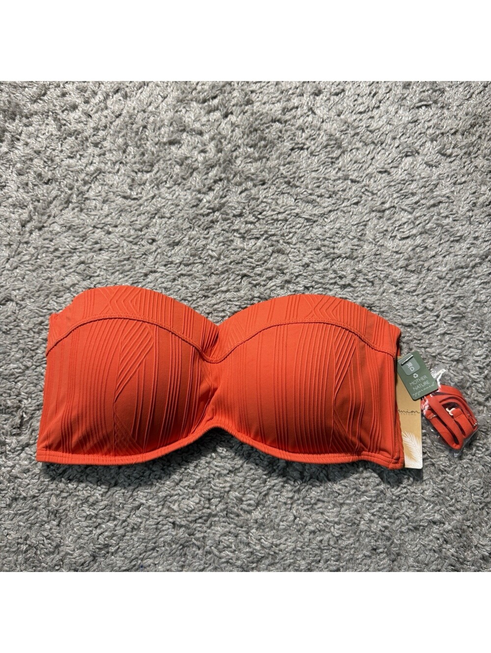 NWT Swim Systems Bandeau Bikini Top Orange Size 38D